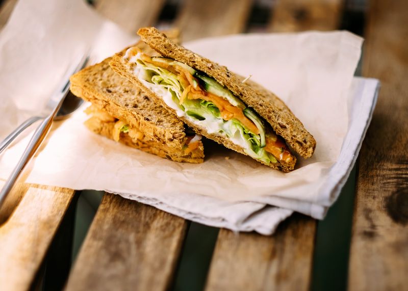 Honey smoked turkey hoagie with brie and apple slices