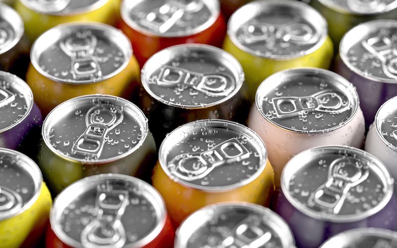 Chilled can soda with ice cold condensation